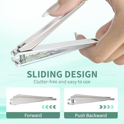 Nail Clippers for Men with Catcher, CLPPNA 2-Pack Large & Small Anti-Splash Nail Clippers Set, Ultra Sharp Sturdy Fingernail and Toenail Clipper Cutters for Men Women, Nickel Color - style: Gold(3PCS Big&Small)