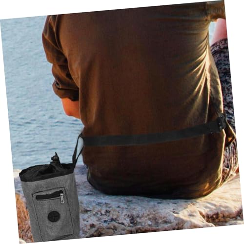 Generic Gray Climbing Chalk Bag with Zippered Pocket Slip Oxford Cloth Chalk Pouch for Rock Climbing Bouldering Hiking and Gym Workouts Grip Enhancer for Indoor and Outdoor Sports