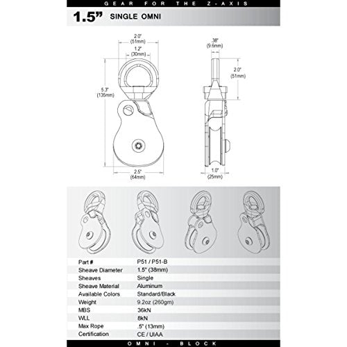 Rock Exotica Omni-Block Swivel Pulley – High-Strength Swivel Pulley with Sideplate Access for Rigging – Made in The USA - style: 1.5"