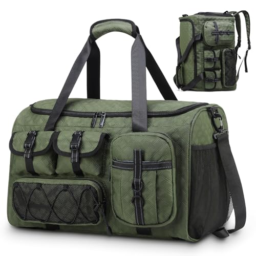 40L Sport Duffel Bag for Men Women, Gym Backpack with Shoe Compartment, Laptop Sleeve, Travel Workout Backpack for Daily Use, Green - color: Dark Green