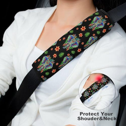 1 Pair Universal Soft and Comfortable Seat Belt Shoulder Pad for Kids, Stroller Pushchair High Chair, Tropical Elephant Boho Mandala Shoulder Protector, Anti-Slip Pad - color: Pattern 1215