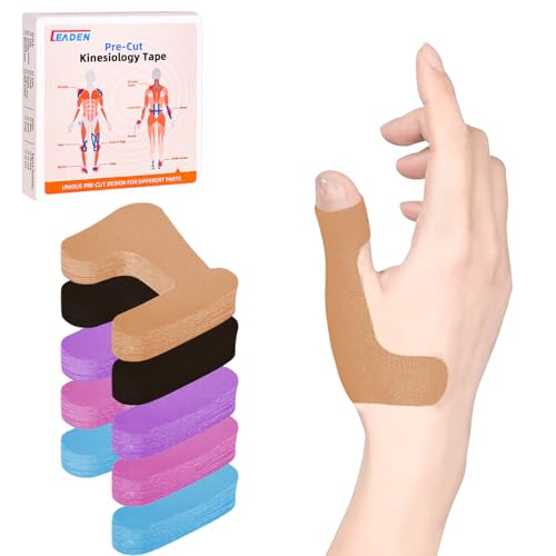 Precut Kinesiology Tape for Thumb (Right Hand), 40 Pcs - Thumb Support & Stability, Thumb Pain Relief Athletic Tape - Waterproof & Elastic, Breathable Hypoallergenic Latex-Free Tape, Beige - color: Beige, size: Right Hand