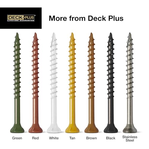 Deck Plus Deck Screws, #10 x 3-1/2in, 275 Pack, 5lb Box, Green | Epoxy-coated steel, star drive with T25 bit, self-drilling coarse thread for decking, fencing, and treated lumber use - color: Green, size: #10 x 3-1/2", style: 275 pcs