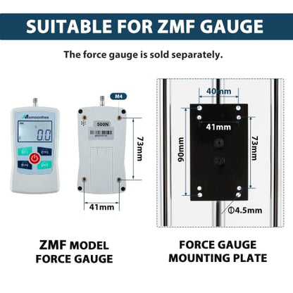Manual Force Test Stand Hand Wheel Operated 250mm Stroke | For ZMF Force Gauge 2 Pcs Testing Clamps Heavy Duty Base Tension Compression Stability Precise Manual Control