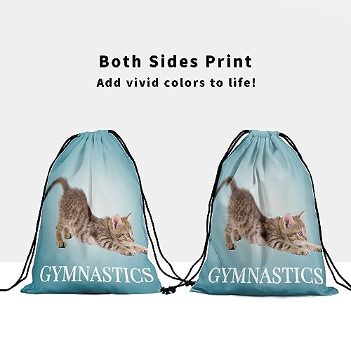Gymnastics Grip Bag for Gymnasts Gymnastic Drawstring Bag Gym Athlete Bag - color: Blue Gymnastics Cat, size: 9.25" x 12" (Pack of 1)