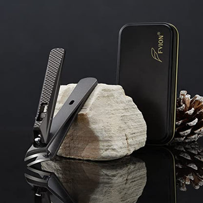 FVION Angled Nail Clippers, Ingrown Toenail Clipper for Thick Nails, Slant Curved Blade Nail Cutters Ingrown Nail Pain Relief Tool - color: Brown