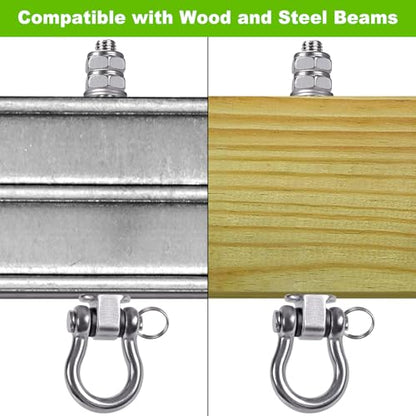 SELEWARE Heavy Duty Swing Hangers with Silent Bearings, 1500LB Capacity Stainless Steel Swing Hardware Kit (6 Pack), M10 x 6 4/5" Bolts for Wood/Steel Beams, Porch Swings, Yoga Hammocks, Gym Rings - color: U (6 4/5 inch, 6 Pack)