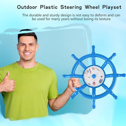 Kids Playground Accessories Outdoor Plastic Steering Wheel Playset Pirate Ship Wheel for Playhouse Garden Backyard Tree House - color: Blue Set 1