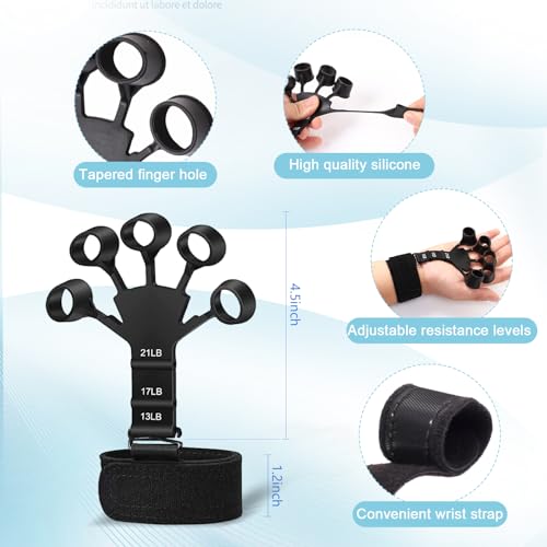 5/10 PCS Grip Strength Trainer Kit, Hand Gripper Strengthener, Forearm Strengthener, Finger Strengthener, Finger Exerciser, Stress Relief Ball,Forearm Workout Ring for Muscle Building and Injury Recover - size: Black-5P