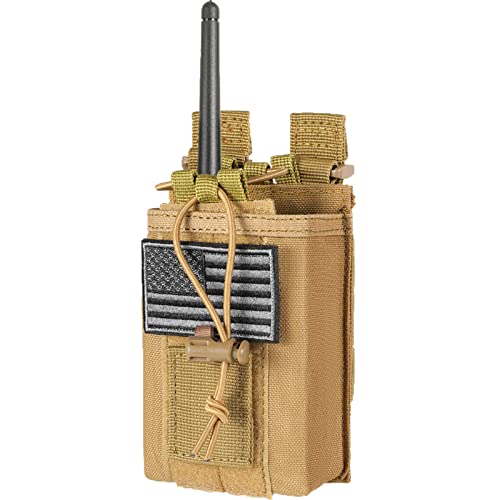 FRTKK Tactical Radio Holder Radio Holster Molle Radio Pouch Universal Radio Case Military Heavy Duty Radio Bag for Police Firefighter Two Ways Walkie Talkies Vest (Tan) - color: Tan