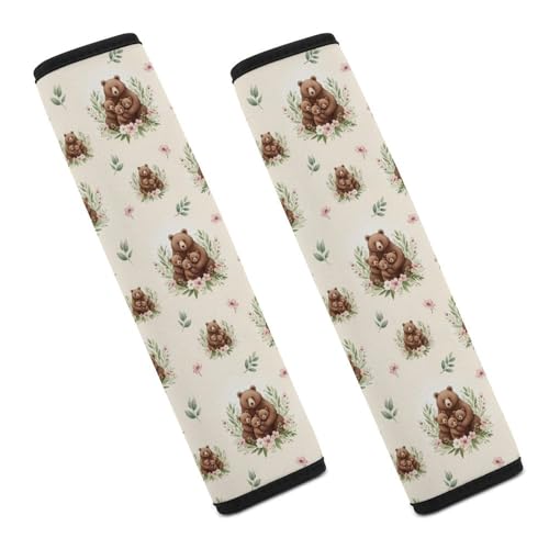 2 Piece Cute Bear Cabin Wild Animal Car Seat Straps Shoulder Pads Universal Fit Automotive Seat Belt Protector for Kids, Car Seats Pushchair Strollers High Chair Pushchair - color: Pattern 264