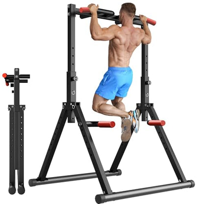 WATBKHE Power Tower Pull Up Dip Station Foldable, Pull Up Bar Station Adjustable, Multi-Function Home Gym, Strength Training Fitness Equipment, Triangular Design, for Home Outdoor - color: Black-Multifunction Bar