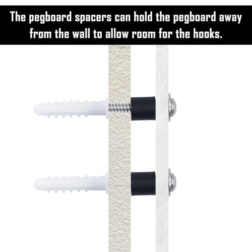 200 Pieces Pegboard Mounting Kit Wall Peg Boards Installation Accessories Pegboard Spacer Kit Includes Screws, Anchors, Spacers and Washers for 1/4-Inch Pegboard (50 Sets)