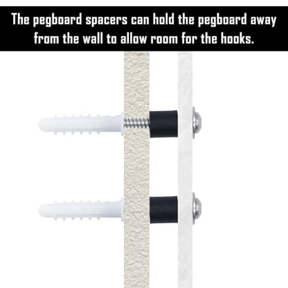 200 Pieces Pegboard Mounting Kit Wall Peg Boards Installation Accessories Pegboard Spacer Kit Includes Screws, Anchors, Spacers and Washers for 1/4-Inch Pegboard (50 Sets)