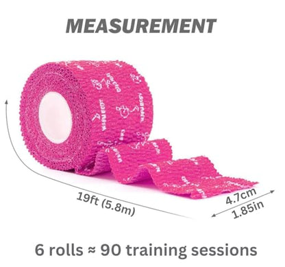 WARM BODY COLD MIND 1.85" Weightlifting Thumb Tape - Hook Grip Tape for Powerlifting, Cross Training, Gym Tape, Workout, Weight Lifting Tape, Athletic Finger Wrap (Pink 6 Roll) - color: 6 Rolls Pink