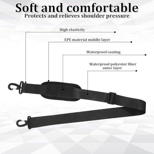 56" Bag Strap, Shoulder Strap Universal Adjustable Shoulder Belt Replacement Laptop Shoulders Straps Luggage Duffel Straps with Metal Hook for Briefcase Laptop Messenger Crossbody Bag Luggage Camera