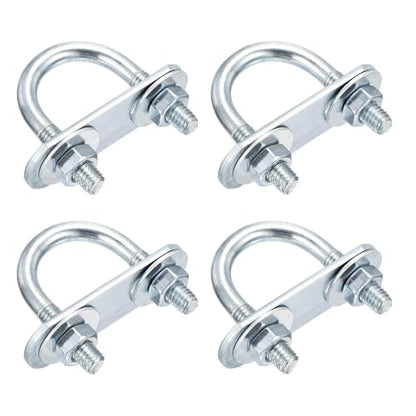 DTGN M6x22x40mm U Bolts Round Kit - 4Set - Carbon Steel U-Bolt Kit with Nuts, Washers, Frame Plate - Good for Pipe, Trailer, Automotive, Leaf Spring Fastener - size: M6x22x40mm