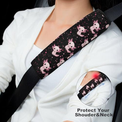 2 Pack Purple Pink Star Cute Animal Axolotl Car Seat Belt Pad Breathable Shoulder Harness Cover for Adult Use, Stroller Pushchair High Chair, Pressure Relief - color: Pattern 1075