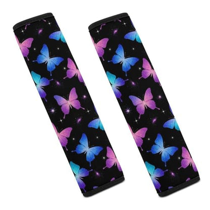2PCS Soft Padded Car Seat Straps Shoulder Pads for Adult Use, Most Cars, Butterfly Blue Black Shoulder Protector, Shock Absorption - color: Pattern 882