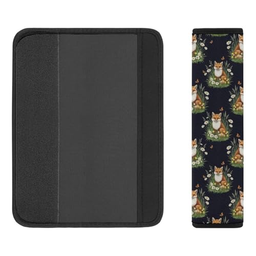 Universal Fit Cute Fox Flowers Car Seat Belt Pad for Elderly Support, Stroller Pushchair High Chair, 1 Pair Shoulder Harness Cover Neck and Shoulder Support - color: Pattern 943