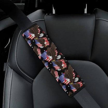 2 Pack American Flag Eagle USA Independence Day Car Seat Belt Pad Breathable Shoulder Harness Cover for Adult Use, Stroller Pushchair High Chair, Pressure Relief - color: Pattern 22