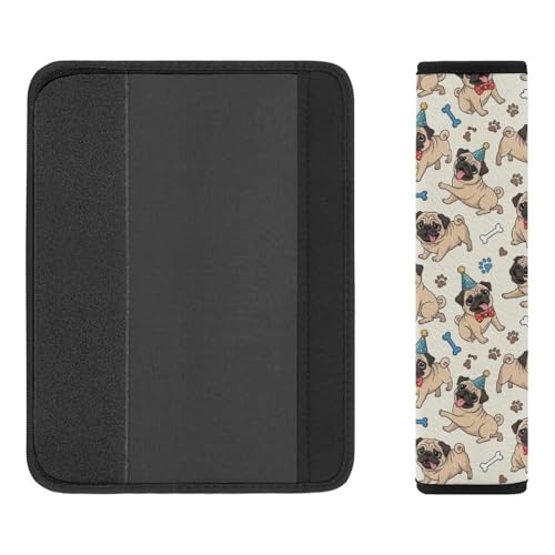 2 Pack Dog Paws Pug Print Car Seat Straps Shoulder Pads Soft Padded Shoulder Harness Cover for Adult Use, Stroller Pushchair High Chair, Pressure Relief - color: Pattern 406
