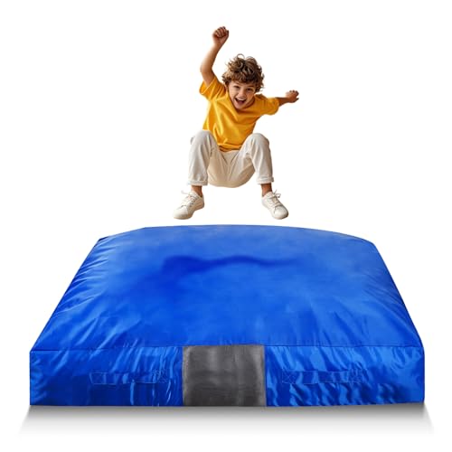 VEVOR Crash Pad for Kids Sensory with Foam Blocks and Washable Cover, Large Soft Foam Landing Zone Giant Pillow Mat, Sensory Room Equipment for Children Jumping, Relaxing & Play (5x4.5ft/5x5ft) - color: Bright Blue, size: 59.1 x 59.1 x 11.8 in / 1500 x 15