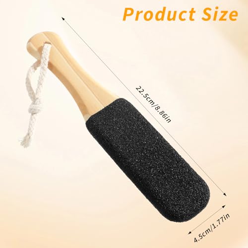 2 Pack Pumice Stone Foot File Wooden Pedicure Foot Scrubber Remover for Heels Elbows Hands in Shower Professional Foots Rasp for Wet and Dry Feet Foots Care Tools for Women Men(Black,White