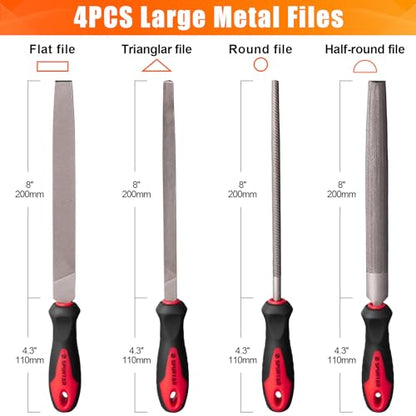 Spurtar 18pcs Metal File Set 4pcs Long Metal File 12pcs Needle File with Wire Brush T12 for Wood Steel Aluminum Copper Jewelry Ceramic Glass Plastic DIY Gadget for Men