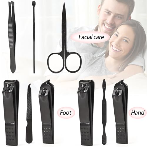 Manicure Set Nail Clippers Kit Professional Stainless Steel Nail Care Tools with Leather Travel Case 7 in 1