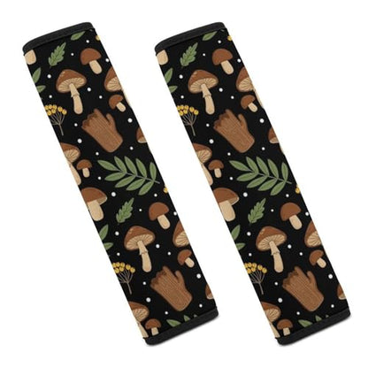 2 Pack Universal Soft and Comfortable Car Seat Belt Pad for Girls and Boys, Stroller Pushchair High Chair, Mushroom Leaf Shoulder Protector - color: Pattern 1192