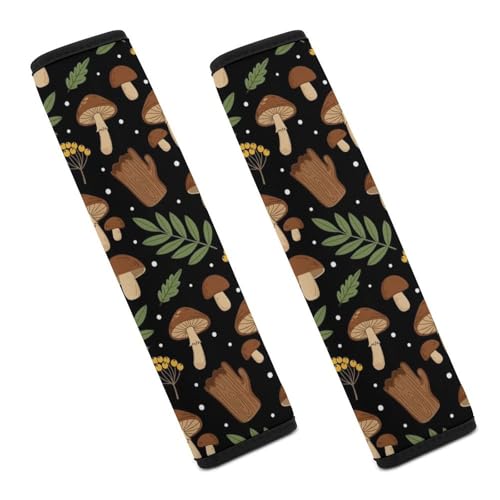 2 Pack Universal Soft and Comfortable Car Seat Belt Pad for Girls and Boys, Stroller Pushchair High Chair, Mushroom Leaf Shoulder Protector - color: Pattern 1192