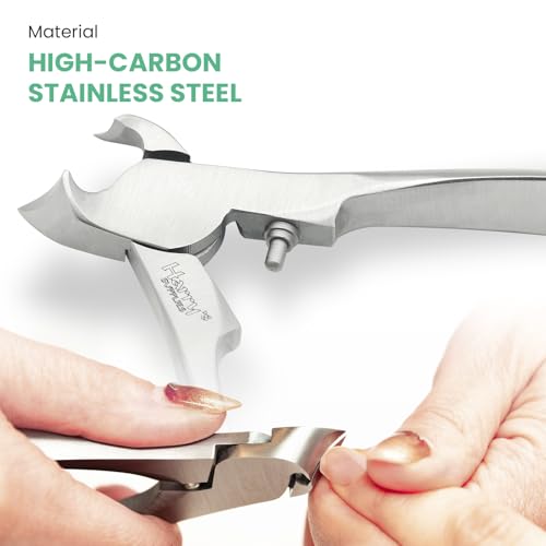 Harry’s Supplies Professional Podiatrist Nail Cutter – Heavy Duty Stainless Steel Toenail & Fingernail Clipper for Thick Nails – Sharp Precision Blade with Ergonomic Grip & Premium Leather Pouch