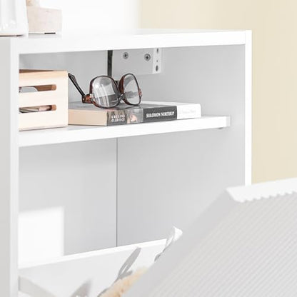 SoBuy Wall Mounted Slim Shoe Cabinet for Entryway, Narrow Shoe Rack Cabinet with 2 Flip Drawers, FSR204 (White) - color: White, size: Wall Mounted