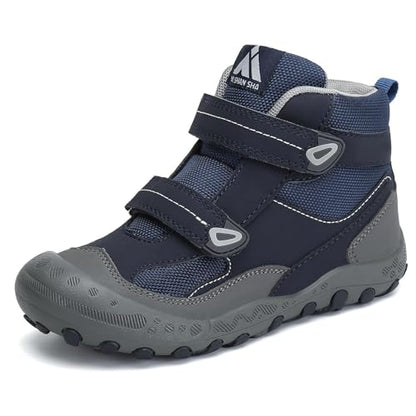 Mishansha Kids Water Resistant Hiking Boots, Boys Girls Anti Collision Anti-Skid Athletic Outdoor Adventure Trekking Shoes - color: Blue/Dark Blue/Gray, size: 2 Little Kid