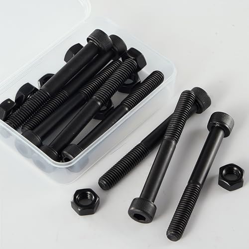 M10-1.5x60 Socket Head Cap Screw and Nut Kit 5set, Grade 12.9 Alloy Steel, Black Oxide Finish, Partially Thread, High Tensile Strength for Automotive, Machinery & Heavy Duty Use - size: M10x60mm(5 Sets）