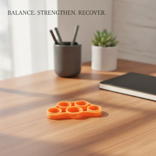 Hand Strengthener Silicone Finger Resistance Band for Grip Training and Extension Exercises - color: Orange