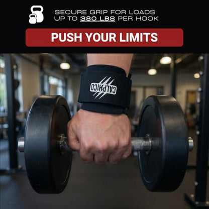 Lifting Hooks for Weight Training – Heavy Duty Steel with Ergonomic Lifting Straps & Wrist Support – Enhanced Grip