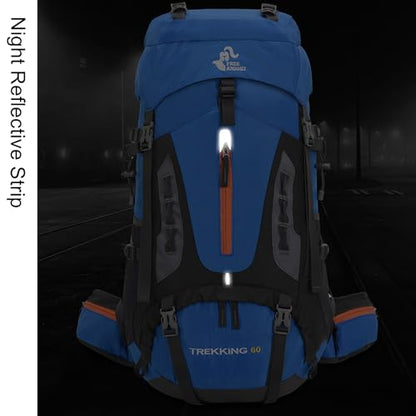 Bseash 60L Hiking Camping Backpack with Rain Cover, Waterproof Large Capacity Outdoor Sport Travel Daypack Climbing Touring (Light Blue) - color: Light Blue
