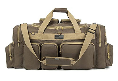 K-Cliffs Tactical Range Duffel Heavy Duty Large Gear Duffle Durable Quality Travel Sports Gym Equipment Bag Military Molle with Lockable Zippers with US Flag Patch 33 Inch Khaki - size: 33 Inch Khaki
