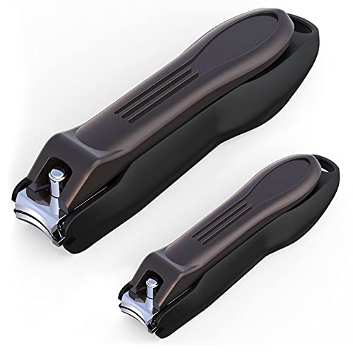 GLAMFIELDS Nail Clipper with Catcher, No Splash Fingernail Toenail Clipper Stainless Steel Nail Cutter Nail Trimmer, Good Gift for Men and Women MF-Large/Small （2Pack - size: 2 Pack