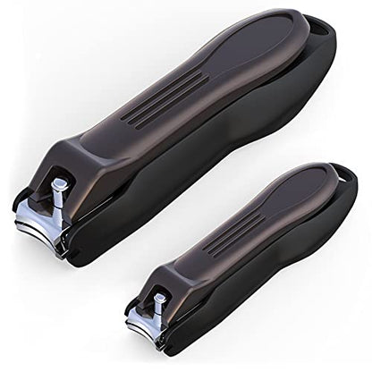 GLAMFIELDS Nail Clipper with Catcher, No Splash Fingernail Toenail Clipper Stainless Steel Nail Cutter Nail Trimmer, Good Gift for Men and Women MF-Large/Small （2Pack - size: 2 Pack