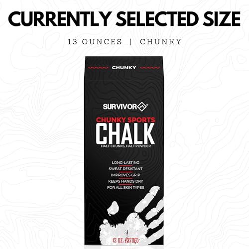 SURVIVOR Gym Chalk - Climbing Chalk, Lifting Chalk, Gymnastics Chalk - Pure Magnesium Carbonate Hand Chalk Powder, Weightlifting Chalk Gym - Rock Climbing Chalk for Weights - color: Chunky, 13 OZ