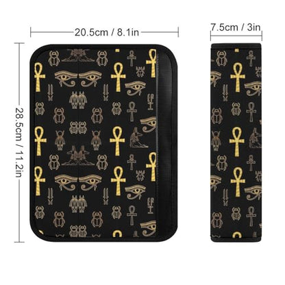 2PCS Ancient Egyptian Ankh Cross Gold Allahu Akbar Anubis Car Seat Straps Shoulder Pads Universal Soft and Comfortable Seat Belt Covers Cushion for Child, All Vehicles, Shock Absorption - color: Pattern 1141