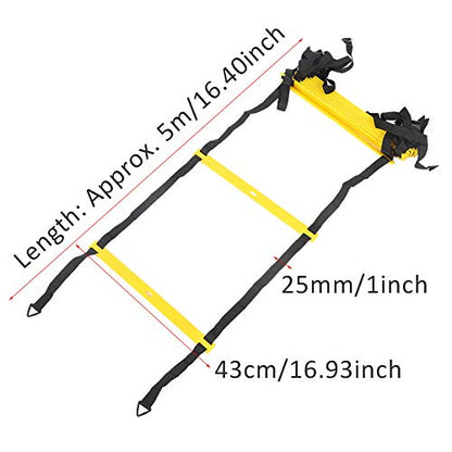 12 Rungs Running Competition Football Training Ladder, Soft Agile Speed Ladder with Reinforced Belt, Adjustable Rung Spacing for Warm - Up Exercise and Coordination Training, Inclu
