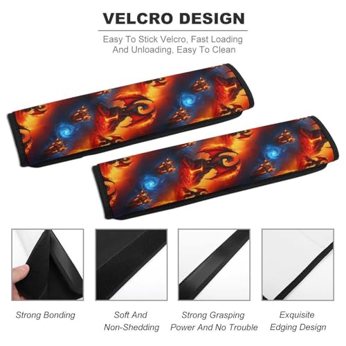 Universal Fit Red Blue Ice Fire Dragon Car Seat Belt Pad for Elderly Support, Stroller Pushchair High Chair, 1 Pair Shoulder Harness Cover Neck and Shoulder Support - color: Pattern 700