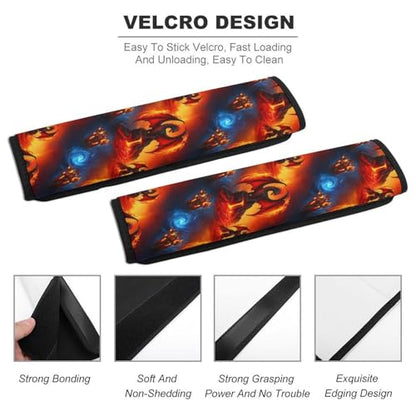 Universal Fit Red Blue Ice Fire Dragon Car Seat Belt Pad for Elderly Support, Stroller Pushchair High Chair, 1 Pair Shoulder Harness Cover Neck and Shoulder Support - color: Pattern 700
