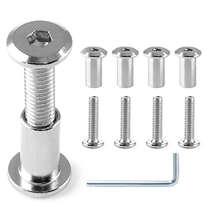 10 Pair(20 Piece) M6x25mm Hex Drive Socket Cap Bolt with Allen Wrench, Silver Furniture Connector Bolts M6 Countersunk Screw Barrel Nuts Binding Screws for Crib Replacement Belt Cabinet | Allen Wrench Included, Countersunk Screw Barrel Nuts, Binding Screw