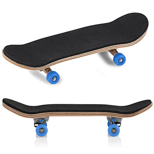1 Pack Professional Mini Maple Wooden Fingerboards, Alloy Fingerboard Finger Skateboards, Boarding Toy with Box Reduce Pressure Kids Gifts - color: blue