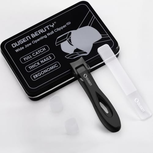 Nail Clippers with Catcher - Anti Splash Wide Jaw Opening Thick Toenail Clippers for Seniors | Self-Collecting Fingernail Cutter Heavy Duty Toe Nail Clippers for Men & Women | Black | L - color: Black (L)